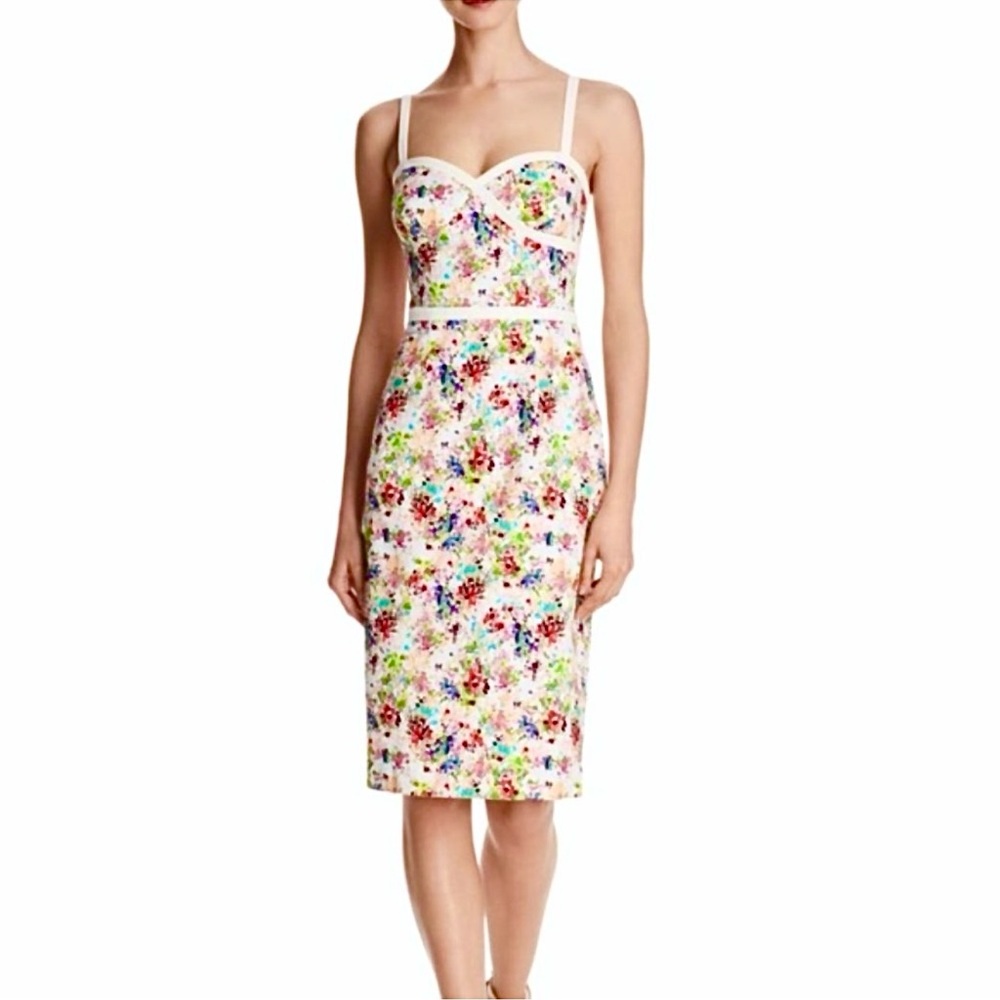 Black Halo Women’s Dario Floral Print Sweetheart Neck Sheath Dress Size 2 NWOT
